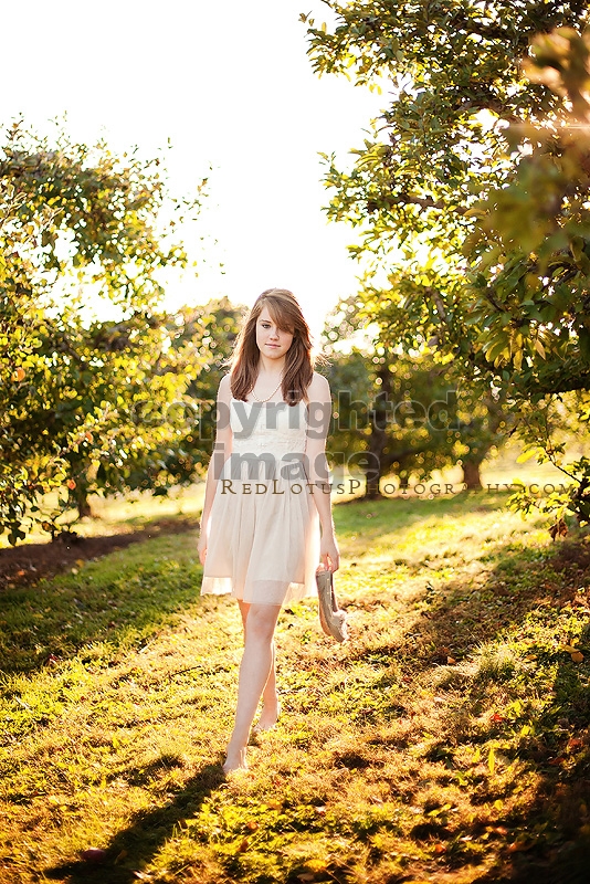 vintage inspired senior session at an orchard