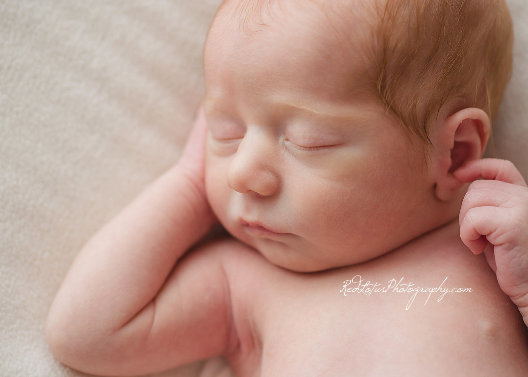close up of baby face sleeping newborn photographer detail
