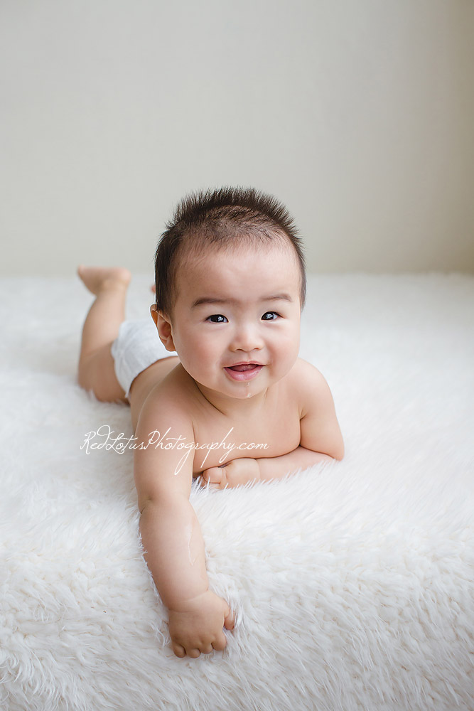 8-month old baby pictures on a neutral backdrop